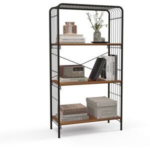 Costway - 4-Tier Bookshelf Open-Back Storage Shelf Display Rack Metal Frame Shelving Unit Costway - 4-Tier Bookshelf Open-Back Storage Shelf Display Rack Metal Frame Shelving Unit