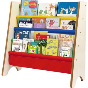 4 Tier Children's Bookcase Childrens Bookshelf Wooden Rainbow Kids Sling Storage Child Bookcase Shelf with Soft Canvas for Book Storage 61 60 26.5CM 4 Tier Children's Bookcase Childrens Bookshelf Wooden Rainbow Kids Sling Storage Child Bookcase Shelf with Soft Canvas for Book Storage 61 60 26.5CM