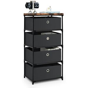 4-tier Fabric Dresser Large Capacity Storage Tower w/Drawers-Black - Costway 4-tier Fabric Dresser Large Capacity Storage Tower w/Drawers-Black - Costway