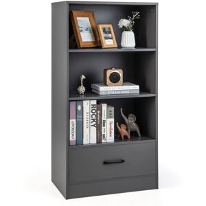Costway - 4-tier Storage Shelf Wood Bookcase Floor Standing Bookshelf Costway - 4-tier Storage Shelf Wood Bookcase Floor Standing Bookshelf
