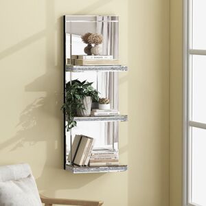 Shyfoy - 41in x 16in Modern Glam Mirrored Crystal Wall Shelf - 3-Tier Floating Display Shelf for Living Room, Bedroom, Home Decor Accent Shyfoy - 41in x 16in Modern Glam Mirrored Crystal Wall Shelf - 3-Tier Floating Display Shelf for Living Room, Bedroom, Home Decor Accent