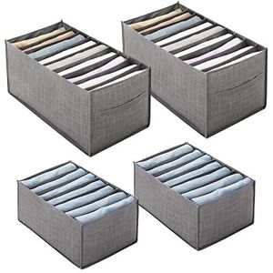 WDDNAOT 4pcs Non-Woven Storage Boxes Foldable Drawer Storage Drawer Organizer with Compartments Divider Box Storage Basket for Socks Jeans Clothes ((Grey WDDNAOT 4pcs Non-Woven Storage Boxes Foldable Drawer Storage Drawer Organizer with Compartments Divider Box Storage Basket for Socks Jeans Clothes ((Grey