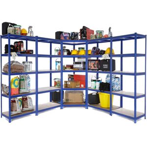 TOTAL RACKING SOLUTIONS LTD 5 Bay MEGA Deal Heavy Duty Corner Steel Shelving Unit - Racking 5 Levels 1800mm H x 900mm W x 300mm D 275KG's UDL Per Shelf TOTAL RACKING SOLUTIONS LTD 5 Bay MEGA Deal Heavy Duty Corner Steel Shelving Unit - Racking 5 Levels 1800mm H x 900mm W x 300mm D 275KG's UDL Per Shelf