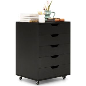 COSTWAY 5-Drawer Chest Mobile Lateral Filing Cabinet Dresser Organizer with Wheels COSTWAY 5-Drawer Chest Mobile Lateral Filing Cabinet Dresser Organizer with Wheels