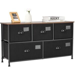 Costway - 5-Drawer Storage Dresser Wide Storage Organizer Unit w/ Fabric Bins Costway - 5-Drawer Storage Dresser Wide Storage Organizer Unit w/ Fabric Bins