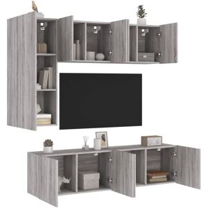 5 Piece TV Wall Units Grey Sonoma Engineered Wood vidaXL 5 Piece TV Wall Units Grey Sonoma Engineered Wood vidaXL