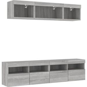 Vidaxl - 5 Piece tv Wall Units with led Grey Sonoma Engineered Wood Vidaxl - 5 Piece tv Wall Units with led Grey Sonoma Engineered Wood