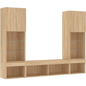 VIDAXL Sonoma Wall TV Unit with RGB LED - Wall Mount Media Storage VIDAXL Sonoma Wall TV Unit with RGB LED - Wall Mount Media Storage