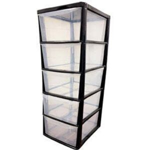 STORM TRADING GROUP 1 x Black 5 Plastic Storage Drawers Large Tall Tower Units for Home & Office STORM TRADING GROUP 1 x Black 5 Plastic Storage Drawers Large Tall Tower Units for Home & Office
