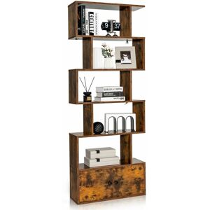 COSTWAY 5-tier Bookcase Industrial S-Shaped Bookshelf Storage Display Rack with Cabinet COSTWAY 5-tier Bookcase Industrial S-Shaped Bookshelf Storage Display Rack with Cabinet