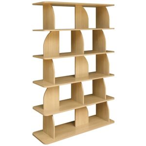 SWEEEK 5-tier bookshelf, curved style dividers, exotic decor, Alva, Oak effect, 120x40x185 cm SWEEEK 5-tier bookshelf, curved style dividers, exotic decor, Alva, Oak effect, 120x40x185 cm