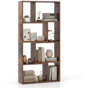 Costway - 5-Tier Geometric Bookshelf 120 cm High Bookcase Storage Organizer Coffee Costway - 5-Tier Geometric Bookshelf 120 cm High Bookcase Storage Organizer Coffee