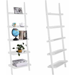 COSTWAY 5 Tier Wall Rack,60 x 30 x 190cm ,Wooden Display Ladder Shelf, Bookcase Leaning Shelving Unit Organiser Flower Plant Stand for Living Room, COSTWAY 5 Tier Wall Rack,60 x 30 x 190cm ,Wooden Display Ladder Shelf, Bookcase Leaning Shelving Unit Organiser Flower Plant Stand for Living Room,