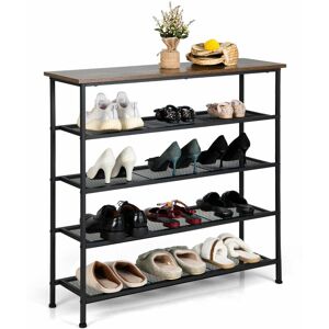 COSTWAY 5-Tier Shoe Rack Industrial Shoe Organizer Flat Mesh Shelves Storage Freestand COSTWAY 5-Tier Shoe Rack Industrial Shoe Organizer Flat Mesh Shelves Storage Freestand