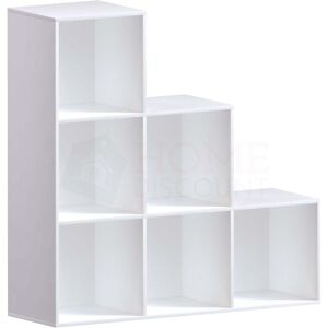 Home Discount - Durham 6 Cube Bookcase Staircase Shelf Wooden Display Storage Rack Free Standing Shelf Unit, White-0-Baskets Home Discount - Durham 6 Cube Bookcase Staircase Shelf Wooden Display Storage Rack Free Standing Shelf Unit, White-0-Baskets