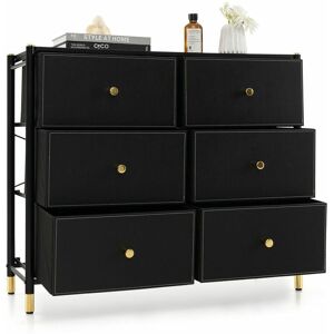 Costway - 6 Drawers Dresser Tower Organizer Fabric Storage Chest of Drawers Metal Frame Costway - 6 Drawers Dresser Tower Organizer Fabric Storage Chest of Drawers Metal Frame