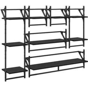 Wall Shelf Set 6 pcs Black Oak 100 x 25 x 30 cm Engineered Wood vidaXL Wall Shelf Set 6 pcs Black Oak 100 x 25 x 30 cm Engineered Wood vidaXL