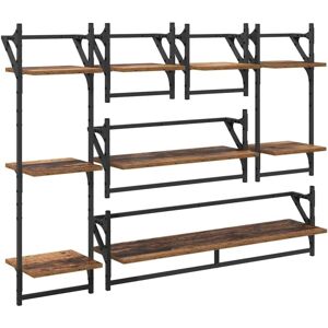 Wall Shelf Set 6 pcs Old Wood 100 x 25 x 30 cm Engineered Wood vidaXL Wall Shelf Set 6 pcs Old Wood 100 x 25 x 30 cm Engineered Wood vidaXL
