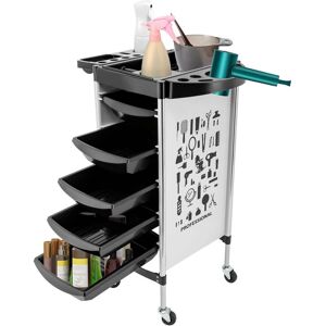 CNCEST 6-Tier Salon Storage Trolley with 5 Drawers, Multifunctional Beauty Trolley with Wheels for Hairdressing, Mobile Organizer Unit, White hairdressing CNCEST 6-Tier Salon Storage Trolley with 5 Drawers, Multifunctional Beauty Trolley with Wheels for Hairdressing, Mobile Organizer Unit, White hairdressing