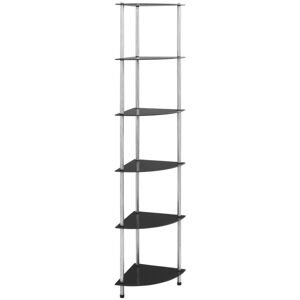 6-Tier Shelf Black 30x30x160 cm Tempered Glass Vidaxl 6-Tier Shelf Black 30x30x160 cm Tempered Glass Vidaxl