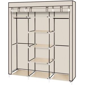 Dewdat - 69' Portable Clothes Closet Non-Woven Fabric Wardrobe Double Rod Storage Organizer Beige Dewdat - 69' Portable Clothes Closet Non-Woven Fabric Wardrobe Double Rod Storage Organizer Beige