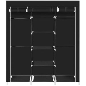 Dewdat - 69 Portable Clothes Closet Non-Woven Fabric Wardrobe Double Rod Storage Organizer-Black Dewdat - 69 Portable Clothes Closet Non-Woven Fabric Wardrobe Double Rod Storage Organizer-Black