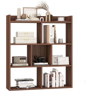 COSTWAY 7 Cubes Open-back Bookshelf Storage Display Shelf Wooden Bookcase Walnut COSTWAY 7 Cubes Open-back Bookshelf Storage Display Shelf Wooden Bookcase Walnut