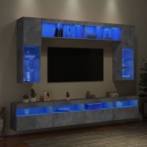 vidaXL Wall-Mounted TV Set - 8 pcs Concrete Gray vidaXL Wall-Mounted TV Set - 8 pcs Concrete Gray