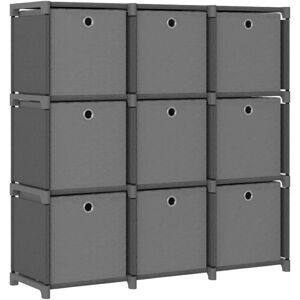 9-Cube Display Shelf with Boxes Grey 103x30x107.5 cm Fabric Vidaxl 9-Cube Display Shelf with Boxes Grey 103x30x107.5 cm Fabric Vidaxl