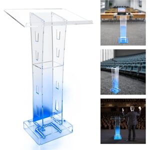 CNCEST Acrylic Podium, Acrylic Pulpit Stand with Light, 110cm Tall Podium Lectern Stand with Wide Reading Surface and Storage Shelf, for Schools, Churches, CNCEST Acrylic Podium, Acrylic Pulpit Stand with Light, 110cm Tall Podium Lectern Stand with Wide Reading Surface and Storage Shelf, for Schools, Churches,