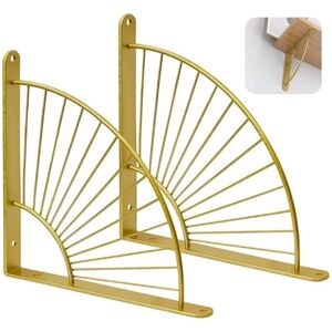 Pcs Gold Fan-Shaped Shelf Brackets, Wall Shelf Bracket, Metal Wall Mounted Bracket for Restaurant, Floating Triangle Bracket, Shelves (Gold) - Alwaysh Pcs Gold Fan-Shaped Shelf Brackets, Wall Shelf Bracket, Metal Wall Mounted Bracket for Restaurant, Floating Triangle Bracket, Shelves (Gold) - Alwaysh