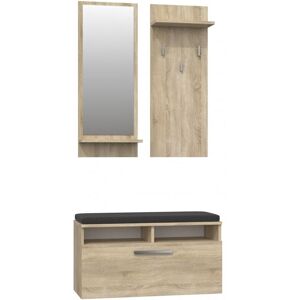 TOPESHOP ANDERS Contemporary entrance unit with cushion 85x46x35 cm Shoe Storage Bench 3 hooks Mirror Cloakroom TOPESHOP ANDERS Contemporary entrance unit with cushion 85x46x35 cm Shoe Storage Bench 3 hooks Mirror Cloakroom