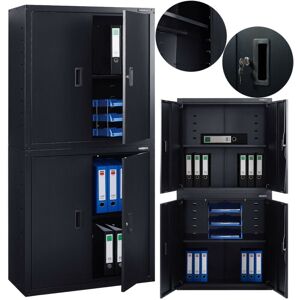 Filing Cabinet Office Cabinet Black 180 x 40 x 90 cm 4 Doors Height-Adjustable Shelves with Cylinder Lock - Arebos Filing Cabinet Office Cabinet Black 180 x 40 x 90 cm 4 Doors Height-Adjustable Shelves with Cylinder Lock - Arebos