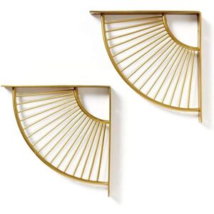 IKODM Art Deco Shelf Bracket 20/30cm, Gold Design Wall Mounted Floating Shelves, Fan-Shaped Shelf Bracket, Set of 2 IKODM Art Deco Shelf Bracket 20/30cm, Gold Design Wall Mounted Floating Shelves, Fan-Shaped Shelf Bracket, Set of 2