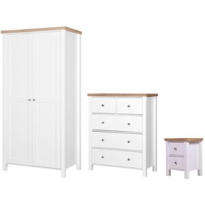 TIMBER ART DESIGN UK White 3 Piece Bedroom Set With 2 Door Wardrobe 3+2 Drawer Chest 2 Drawer Nightstand TIMBER ART DESIGN UK White 3 Piece Bedroom Set With 2 Door Wardrobe 3+2 Drawer Chest 2 Drawer Nightstand