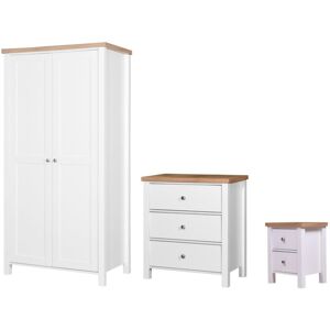 TIMBER ART DESIGN UK White 3 Piece Bedroom Set With 2 Door Wardrobe 3 Drawer Chest 2 Drawer Nightstand TIMBER ART DESIGN UK White 3 Piece Bedroom Set With 2 Door Wardrobe 3 Drawer Chest 2 Drawer Nightstand