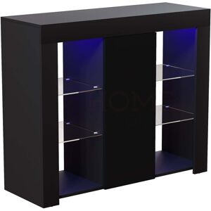 HOME DISCOUNT Azura LED Sideboard Large 1 Door Modern High Gloss Storage Cabinet Cupboard, Black HOME DISCOUNT Azura LED Sideboard Large 1 Door Modern High Gloss Storage Cabinet Cupboard, Black