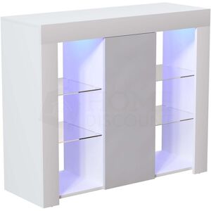 Home Discount - Azura led Sideboard Large 1 Door Modern High Gloss Storage Cabinet Cupboard, White-&-Grey Home Discount - Azura led Sideboard Large 1 Door Modern High Gloss Storage Cabinet Cupboard, White-&-Grey