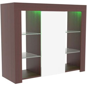 HOME DISCOUNT Azura led Sideboard Large 1 Door Modern High Gloss Storage Cabinet Cupboard, Walnut-&-White HOME DISCOUNT Azura led Sideboard Large 1 Door Modern High Gloss Storage Cabinet Cupboard, Walnut-&-White