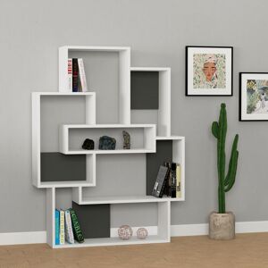 Decortie - Barce Modern Bookcase Display Unit White Anthracite Grey Medium 132cm - Anthracite Grey Decortie - Barce Modern Bookcase Display Unit White Anthracite Grey Medium 132cm - Anthracite Grey