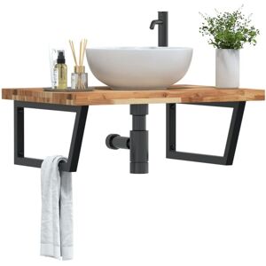 Basin Shelf Wall Mounted Steel and Solid Wood Acacia vidaXL Basin Shelf Wall Mounted Steel and Solid Wood Acacia vidaXL