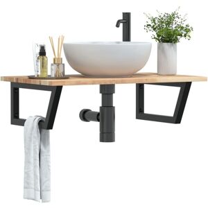 vidaXL Wall Mounted Steel and Acacia Wood Basin Shelf - Bathroom Storage vidaXL Wall Mounted Steel and Acacia Wood Basin Shelf - Bathroom Storage