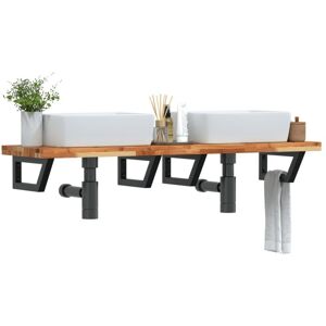 Basin Shelf Wall Mounted Steel and Solid Wood Acacia vidaXL Basin Shelf Wall Mounted Steel and Solid Wood Acacia vidaXL