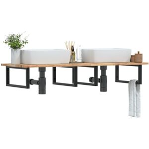 vidaXL Wall Mount Basin Shelf - Brown & Black - 140x50x2cm vidaXL Wall Mount Basin Shelf - Brown & Black - 140x50x2cm