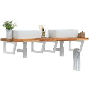 Basin Shelf Wall Mounted Steel and Solid Wood Acacia vidaXL Basin Shelf Wall Mounted Steel and Solid Wood Acacia vidaXL