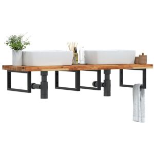 Basin Shelf Wall Mounted Steel and Solid Wood Acacia vidaXL Basin Shelf Wall Mounted Steel and Solid Wood Acacia vidaXL