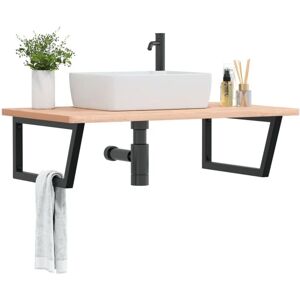 Basin Shelf Wall Mounted Steel and Solid Wood Beech vidaXL Basin Shelf Wall Mounted Steel and Solid Wood Beech vidaXL
