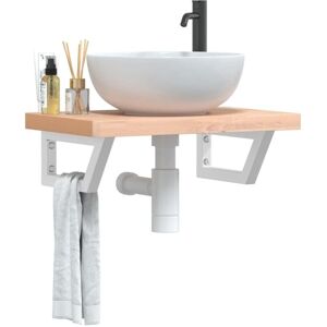 Basin Shelf Wall Mounted Steel and Solid Wood Beech vidaXL Basin Shelf Wall Mounted Steel and Solid Wood Beech vidaXL