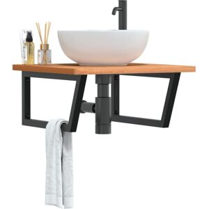 Basin Shelf Wall Mounted Steel and Solid Wood Beech vidaXL Basin Shelf Wall Mounted Steel and Solid Wood Beech vidaXL
