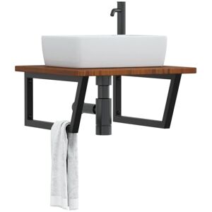 vidaXL Steel and Oak Wall Mount Basin Shelf - Bathroom Storage vidaXL Steel and Oak Wall Mount Basin Shelf - Bathroom Storage